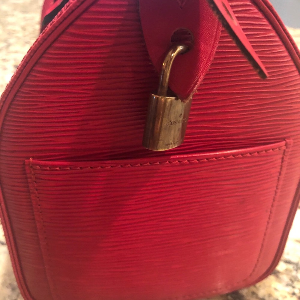 Red Louis Vuitton Speedy 25 Epi Handbag Purse Tote - Picture 5 of 8